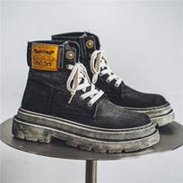 Retro mėlyni džinsiniai batai Vyriški Vakarų kaubojų batai Vyriškas dizaineris Originalus Purvinas Batai Vyriški Drobiniai Kulkšnies batai Botas Hombre 2025 m. 39 black