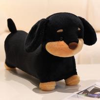 Mielas minkštas takso šuo pliušinis žaislas šuniuko lėlė vaikams raminanti skudurėlio lėlė vyriška gimtadienio dovana 28cm（0.2kg） black