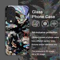 Stilingas grūdinto stiklo telefono dėklas su tigro ir drakono marmuro tekstūros spaudiniu, skirtas Huawei Nova 13 Pro 12 11SE 10 P60 P40 Mate 40 60 Huawei Mate 70 Pro+ black
