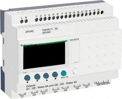 modular smart relay, Zelio Logic SR2 SR3, 24 IO, 24V AC, clock, display SR3B261B | 3389110550016