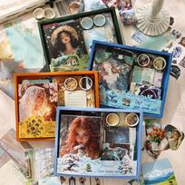 Retro DIY Scrapbook Gift Set: Journal & Stationery Supplies Box Summer Mood gray
