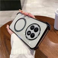 Case for realme 13+ 5G,13 Pro 5G,13 Pro+ 5G Clear Magnetic Casing Electroplated Lens Frame Phone Cover realme 13+ 5G
