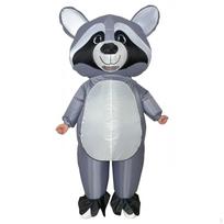 Pripučiamas kostiumas, pilno kūno kostiumas, pripučiamas su pūstuvu, suaugusiems, Helovynui, Raccoon white