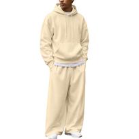 Men's Winter Zip Hoodie and Sweatpants Set for Cold Casual Wear L smėlis