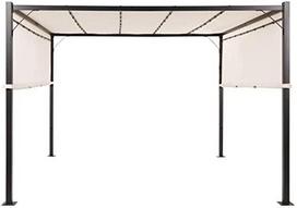 Beliani Sodo pavėsinė LED PARGA metalinė 310 cm x 310 cm smėlio spalvos