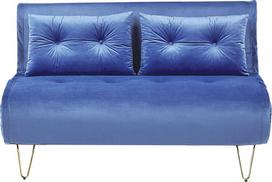 Beliani Dvivietė sofa lova VESTFOLD veliūrinė, tamsiai mėlyna