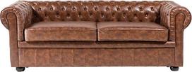 Beliani Trivietė sofa CHESTERFIELD dirbtinė oda aukso ruda