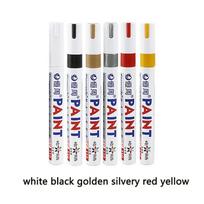 6pcs Colorful Permanent White Paint Marker Waterproof For Stone Markers Tire Tread Rubber Fabric Metal 12 Colors Pens white