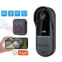 Belaidė vaizdo durų skambučio kamera su belaidžiu skambučiu, dvipusiu garsu „Tuya APP Control Night“. juoda