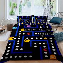 The Pac-Man children's educational play print bedding set—which includes a duvet cover and two pillowcases—is the perfect holida 135x200cm