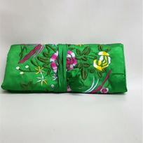 New Oriental Silk Jewelry Roll Wrap Scroll-type Object Brocade Storage Bag Jewelry Pouch Travel Storage žolės žalia spalva