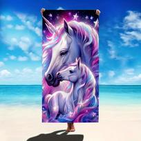 Unicorn Beach Towel, Magical Rainbow Mane Design, Fantasy Art Print, Quick Dry Microfiber, Perfect Gift for Kids & Dreamers W30*H60(CM)