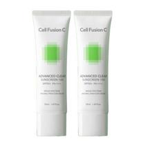 Cell Fusion C Advanced Clear Sunscreen Primer Pore Cover Base Sun Cream Daily Sebum Moisture Balance 50ml x 2 white