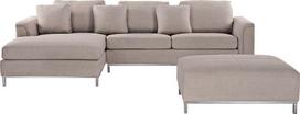 Beliani 5-vietė kampinė sofa OSLO, smėlio spalvos, su pufu, dešininė