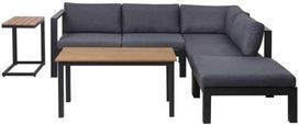 Lauko baldų komplektas Beliani Sodo kampinė sofa su staliuku 5 asmenims MESSINA kairinė juoda metalinė