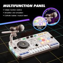 Kid Electricity DJ Mixer with Microphone Electronic Piano Keyboard DJ Turntable Controller Turntable Instrument Kid Birthday Gif gray