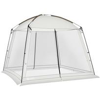 Garden Tent 3x3 m for 6-8 People with 4 Mosquito Nets and 2 Doors UV50+ Protection with Carry Bag White 300 x 300 x 240 cm