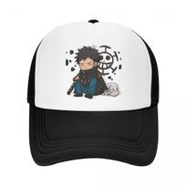 Luffy Anime Trucker Hats Trafalgar D Water Law Chibi Mesh Net Baseball Cap Snapback Kpop Peaked Hat Unisex Women One Size One Size white