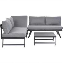 Lauko baldų komplektas Beliani Sodo kampinė sofa su staliuku 5 asmenims COCCORINO pilka, metalinė