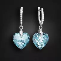 Diamond Sky Jewelry Sidabriniai auskarai „Romantic Heart III R (Aquamarine Mėlyna)“ su Swarovski® kristalais