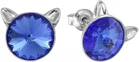 Diamond Sky Jewelry Sidabriniai auskarai „Cat (Sapphire)“ su Swarovski® kristalais