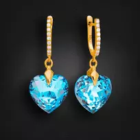 Diamond Sky Jewelry Sidabriniai auskarai „Romantic Heart III (Aquamarine Shimmer)“ su Swarovski® kristalais
