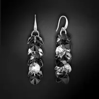 Diamond Sky Jewelry Sidabriniai auskarai „Flamenco (Sidabrinis Night / Jet)“ su Swarovski® kristalais
