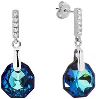 Diamond Sky Jewelry Sidabriniai auskarai „Calathea (Bermuda Mėlyna)“ su Swarovski® kristalais