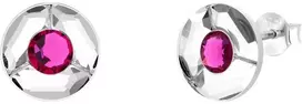 Spark Sidabriniai auskarai „Astra (Fuchsia)“ su Swarovski® kristalais