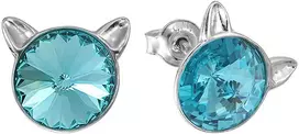 Diamond Sky Jewelry Sidabriniai auskarai „Cat (Light Turquoise)“ su Swarovski® kristalais