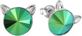 Diamond Sky Jewelry Sidabriniai auskarai „Cat (Scarabaeus Žalias)“ su Swarovski® kristalais