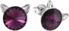 Diamond Sky Jewelry Sidabriniai auskarai „Cat (Amethyst)“ su Swarovski® kristalais