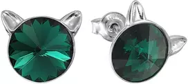 Diamond Sky Jewelry Sidabriniai auskarai „Cat (Emerald)“ su Swarovski® kristalais
