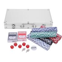 Chips Set Texas Cards Poker Dice Decks Set Accessories for Casino Game 300pcs gray