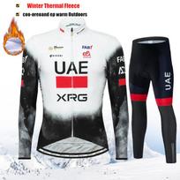 Team Winter Thermal Fleece Long Sleeve Cycling Jersey Set  Ropa Ciclismo Bicycle Clothing MTB Bike Mens Bib Pants Suit 2025 Asian size-S
