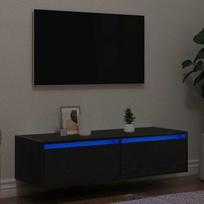 TV staliukas Televizoriaus spintelė su LED apšvietimu, juoda, 100X35,5x25 cm