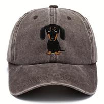 Fresh Latest Brand New Vintage Old School Washed Baseball Cap With Dachshund Print, Casual Style Worn-Out Adjustable Dad Hat Adjustable