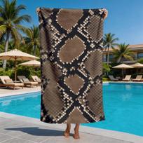 Geometric python pattern theme polyester microfiber beach towel is highly absorbent, suitable for swimming and beach outings 27x55inch 70x140cm&1pc gray