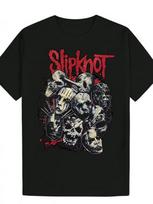 Black Polyester Unisex T-Shirt Slipknot Graphic Tee | Casual T-Shirt with Skull Design, S įvairiaspalvis