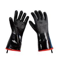 Neperšlampamos Karščiui atsparios pirštinės Aliejui atsparūs orkaitės pirštinės Lengvai valomi Kepimo ant grotelių pirštinės Kepimas ant grotelių 14inch-Thicken black