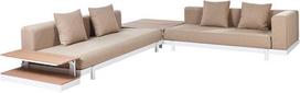 Lauko baldų komplektas Beliani Sodo kampinė sofa su staliuku 5 asmenims MISSANELLO smėlio spalvos