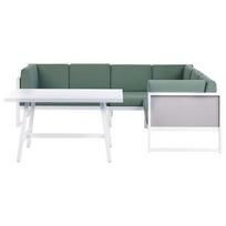 Lauko baldų komplektas Beliani Sodo kampinė sofa su stalu 6 asmenims CASTELLA/FRATTE kairinė, žalia, metalinė