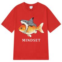 Mindset Auksinė Žuvelė Juokingas Ryklių Pelekas Diržas Dizaino Marškinėliai Vyrams Moterims Laisvalaikio Vintažiniai Marškinėliai Trumpomis Rankovėmis Harajuku Hip-hop Marškinėliai M gray