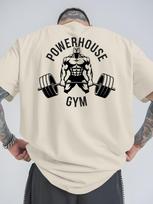 Muscle Man Cotton TShirt Casual Athletic Workout Gym Fit Style Beige - Men's Summer Cotton Graphic Tee S