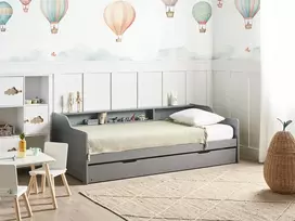 Beliani Išskleidžiama lova iš pušies medienos EDERN 90 x 200 cm pilka