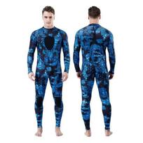 3mm Mens Fullsuit Wetsuit Scuba Diving Spearfishing Surfing Free Warmth Chloroprene Neoprene Camo Blue Mosaic Green S 100-120 lbs blue