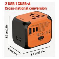 Universal Travel Adapter Power Plug Converter EU US UK AU All in One International Charger Wall Charger for Smartphone Laptop orange