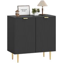Virtuvės bufeto saugojimo baldai su 2 durimis, reguliuojama lentyna, paaukštintos metalinės kojelės, 80 x 40 x 80 cm, juodi 80 x 40 x 80 cm