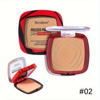 Matte Full Coverage Pressed Powder Foundation With Puff Applicator, 24H Fresh Wear Matte Weightless Finishing Powder Makeup brown