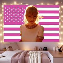 Pink American Flag Taylor Swift Wink Portrait Tapestry Pop Country Star Fan Decor Bedroom Dorm Party Wall Cloth 100X70CM